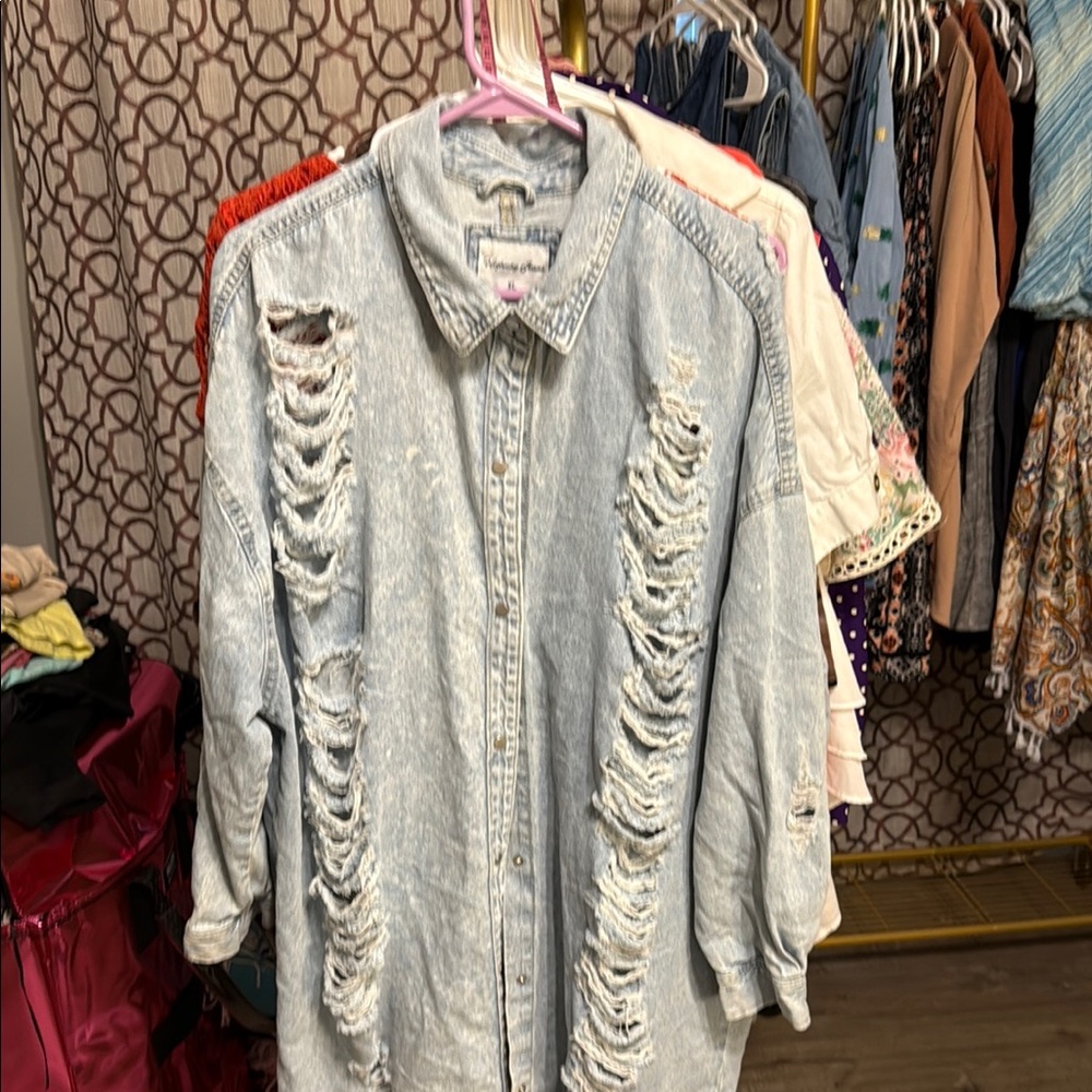 Highway Jeans Light Blue Distressed Jean Jacket